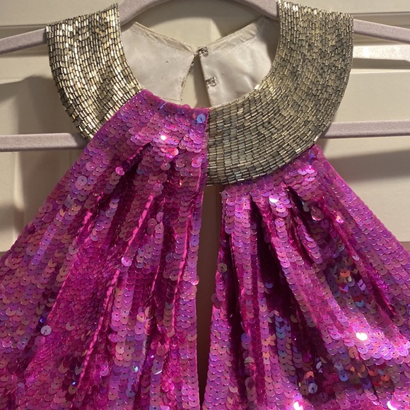 COPY - *** VINTAGE Pink Iridescent Sequin Mini Dress - Picture 3 of 5